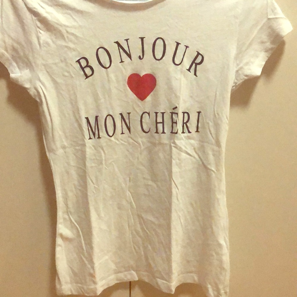 Bonjour heart T-shirt